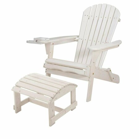 BOLD FONTIER 35 x 32 x 28 in. Foldable Chair with Cup Holder & Ottoman, White BO3285712